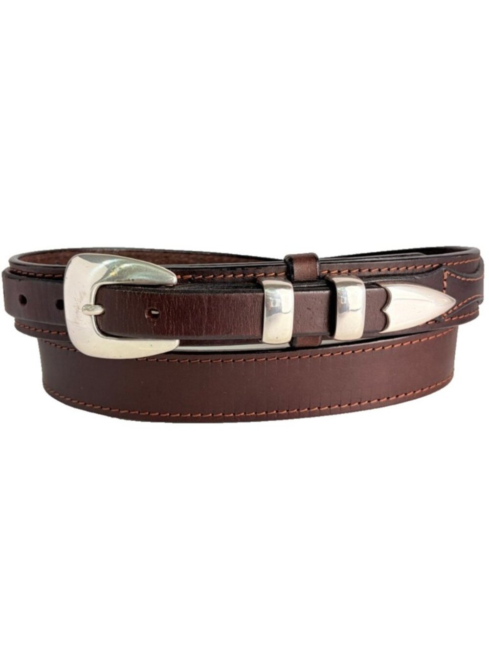 Genuine Leather Ranger Belt Brown Size 40 1.25" Tapered to .7" Western